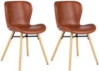 Habitat Etta Faux Leather Dining Chair with Oak Legs Brown