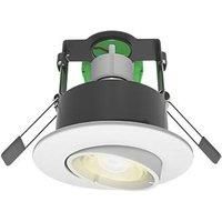 4lite Fire Rated GU10 Downlight (IP20) Matt White Adjustable Gimbal with Separate Smart LED Wiz Connected Bulb