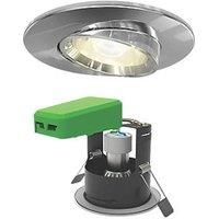 4lite WiZ Chrome Smart Adjustable Downlight with IP20 GU10 WiFi & Bluetooth -Twin Pack