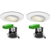 4lite WiZ White Smart Adjustable Downlight with IP20 GU10 WiFi & Bluetooth - Twin Pack