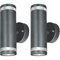 4lite WiZ Marinus Outdoor LED Bi-Directional Wall Light Anthracite Grey 10W 350lm 2 Pack (512GR)