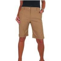 Paulo Due Women's Stretch Cuffed Bermuda Shorts in Beige | Size: 12