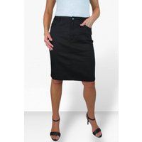 Women/'s Knee Length Stretch Chino Pencil Skirt Ladies Jeans Style Heavy Cotton Casual Summer Skirt Black 10-20 (16)