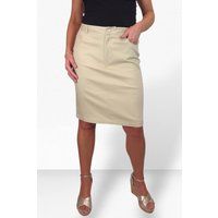 Women/'s Knee Length Stretch Chino Pencil Skirt Ladies Jeans Style Heavy Cotton Casual Summer Skirt Beige 10-20 (18)