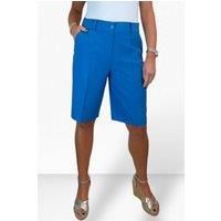 Paulo Due Women's Smart Pleated Tailored Shorts in Mid Blue | Size: 18