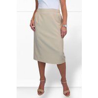 Paulo Due Lined Pencil Skirt for Women Smart Ladies Below Knee Elasticated Waist Skirt Office Evening Beige 10-24 (22)
