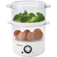 EMtronics 2-Tier Food, Meat & Vegetable Steamer with 60 Minute Timer, 4 litres - White
