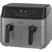 EMtronics Double Basket Air Fryer Large Digital 9 Litre Dual with Timer - Grey