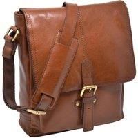 Mens Real Leather Cross Body Flap over Shoulder Bag Travel Pouch HOL14 Tan