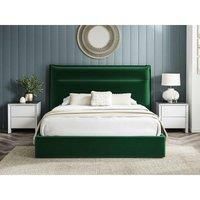K Living Weston King Size 5'0 Fabric Bedframe Ottoman - Green - Velvet