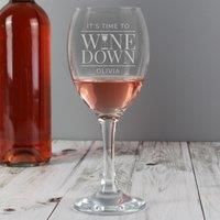 Custom Personalised /'It/'s Time to Wine Down/' Wine Glass - Mother/'s Day, Birthday, Christmas, Celebration