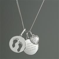 Personalised Memento Footprint and Heart Necklace