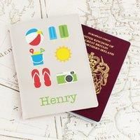 Custom Personalised Bright Travel Cream Leatherette Passport Holder