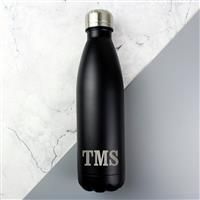 Personalised Message Initials Black Water Bottle - 500ml