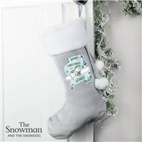 Personalised Message Snowman And Snowdog Christmas Stocking