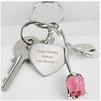 The Personalised Memento Company Personalised Pink Rose Keyring