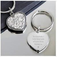 The Personalised Memento Company Personalised Diamante Heart Keyring
