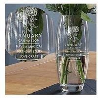 The Personalised Memento Company Personalised Birth Flower Engraved Vase
