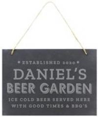 Personalised Message Beer Garden Hanging Large Slate Sign