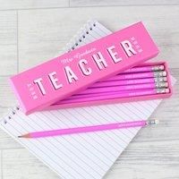 Personalised Best Teacher Ever Box and 12HB Pencils