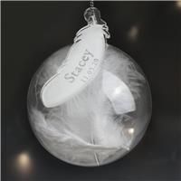 Personalised Message Feather Glass Christmas Bauble - Clear