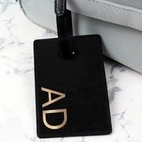 Custom Personalised Gold Initials Black Luggage Tag