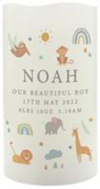 Personalised Message Safari Animals LED Candle