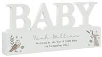 The Personalised Memento Company Personalised Woodland Wooden Baby Ornament