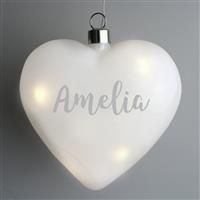 Personalised Message Name Only LED Glass Heart Decoration