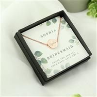 Personalised Memento Botanical Rose Gold Necklace with Box