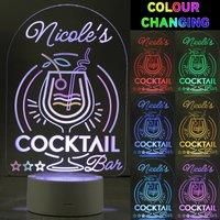Personalised Cocktail Colour Changing Night LED Light