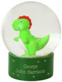 Personalised Message Dinosaur Glitter Snow Globe