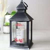 Personalised Floral Rustic Black Lantern