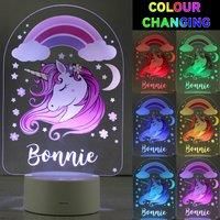 Personalised Pink Unicorn Colour Changing Night LED Light