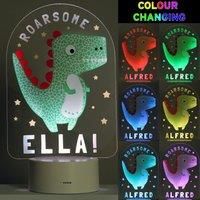 Personalised Roarsome Dinosaur Colour Changing Night LED Light