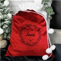 Personalised Message Holly Red Christmas Sack