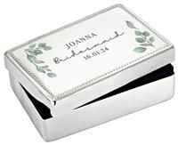 Personalised Message Botanical Rectangular Jewellery Box