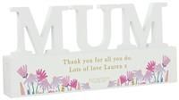 Personalised Message Wild Flower Wooden MUM Ornament