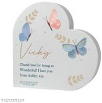Personalised Message Butterfly Heart Ornament