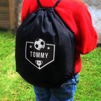 Custom Personalised Football Black Kit Bag, 3-11 Years. Back to School