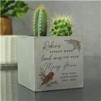Personalised Message Robin Memorial Concrete Planter