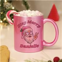 Personalised Stay Merry Santa Pink Mug