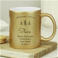 Personalised Message Christmas Tree Mug - Gold