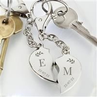 Personalised Message Foliage Two Hearts Keyring