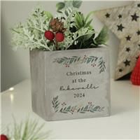 Personalised Message Christmas Foliage Concrete Planter