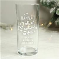 Custom Personalised Full of Christmas Spirit Hi Ball Glass. Christmas, Stocking Filler, Secret Santa