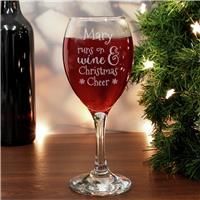 Personalised Message Christmas Cheer Wine Glass