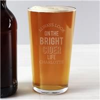 Personalised Message Bright Cider Pint Glass