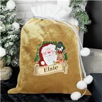Personalised Message Santa Gold Christmas Sack