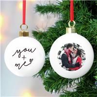Personalised Message Me & You Photo Christmas Bauble